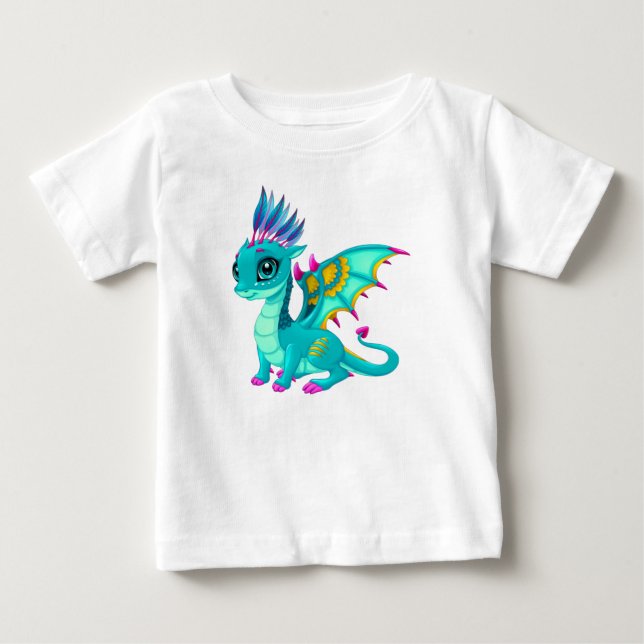 Cute Teal Dragon Baby T-Shirt (Front)