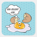 Cute Teal Egg-cellent Job Food Pun Kids Reward Square Sticker