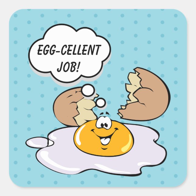 Cute Teal Egg-cellent Job Food Pun Kids Reward Square Sticker (Front)