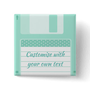 Cute Teal Floppy Disk to Customize With Own Text Button