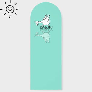 Cute Teal Goose Reflection Doodle Custom Name Bookmarks