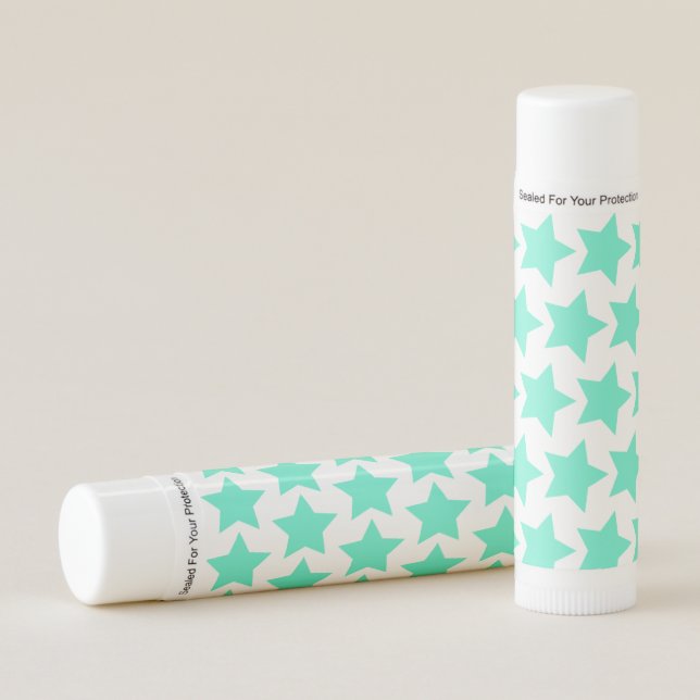 Cute Teal Green Stars Pattern Lip Balm (Front)