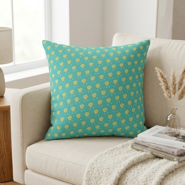 Cute Teal Heart Pattern: Whimsical Love Design Throw Pillow (Creator Uploaded)