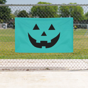 Cute teal jack o lantern funny Halloween Banner