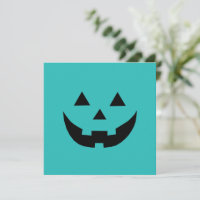 Cute teal jack o lantern funny Halloween card
