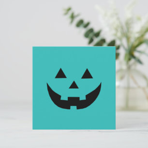 Cute teal jack o lantern funny Halloween card