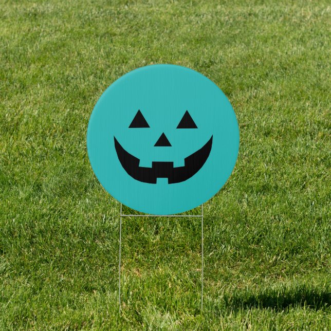 Cute teal jack o lantern funny Halloween Sign (Insitu)