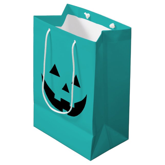 Cute teal jack o lantern spooky Halloween Medium Gift Bag (Front Angled)