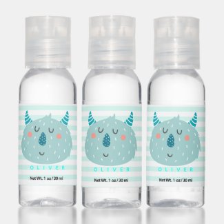 Cute Teal Monster - Personalized, Mint Striped