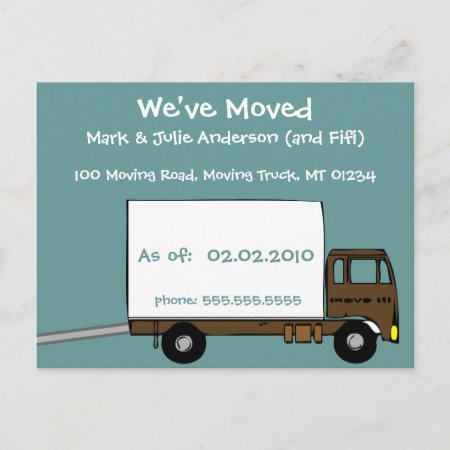 Cute Teal Moving-truck We're Moving Cards