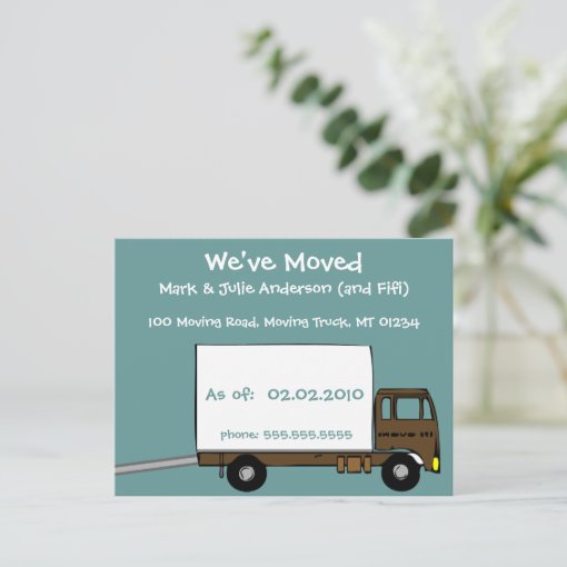Cute Teal Moving-Truck We're Moving Cards | Zazzle