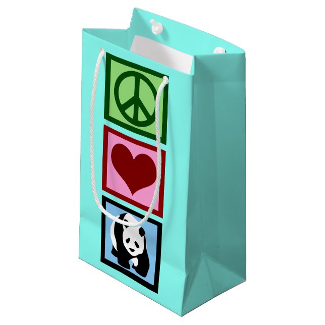 Cute Teal Panda Small Gift Bag (Front Angled)