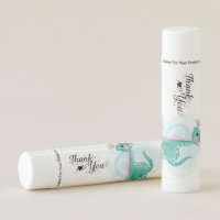 Cute Teal Pink Dinosaur Butterfly Girl Baby Shower Lip Balm