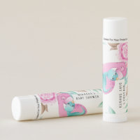 Cute Teal Pink Dinosaurs Girl Baby Shower Custom Lip Balm