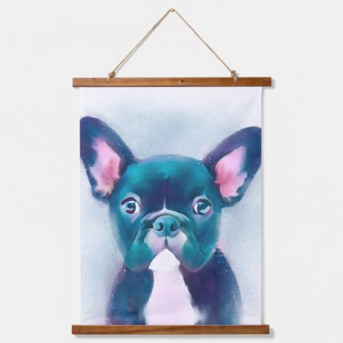 Cute Teal Pink French Bulldog Design Hanging Tapestry