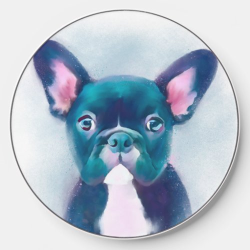 Cute Teal Pink French Bulldog Design Wireless Charger