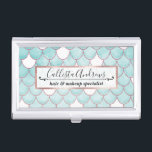 Cute Teal Pink Glitter Watercolor Mermaid Scales Business Card Case<br><div class="desc">This girly and cool mermaid themed design is perfect for the stylish and trendy girl. It features a faux printed pink glitter sequins mermaid scales pattern on to of an artsy white and teal blue watercolor painted background. It's artsy, pretty, and cute. ***IMPORTANT DESIGN NOTE: For any custom design request...</div>