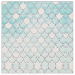 Cute Teal Pink Glitter Watercolor Mermaid Scales Fabric