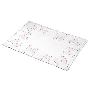 Cute teal pink white bunny bunnies modern fun cloth placemat