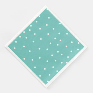 Cute Teal Polka Dot Pattern Paper Dinner Napkins