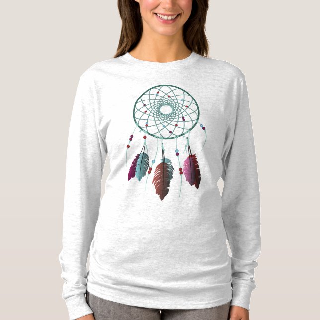 Cute Teal & Purple Dream Catcher T-Shirt (Front)