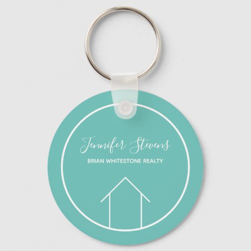 Cute Teal Real Estate Company Personalized Realtor Keychain