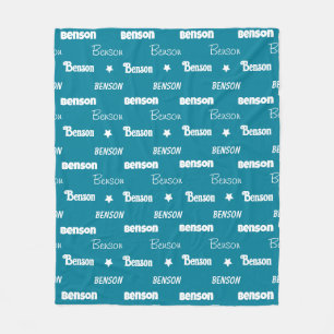 Cute teal repeating name personalized fleece blanket
