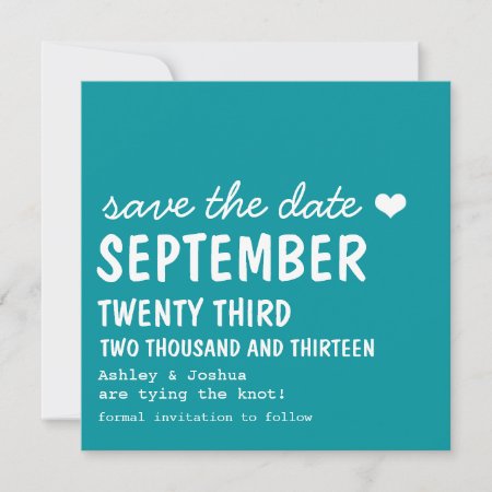 Cute Teal Save The Date Announcements