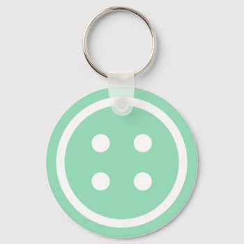 Cute Teal Sewing Button Keychain by imaginarystory at Zazzle