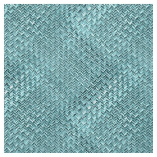 Cute Teal Turquoise Blue Faux Rattan Weave Pattern Fabric