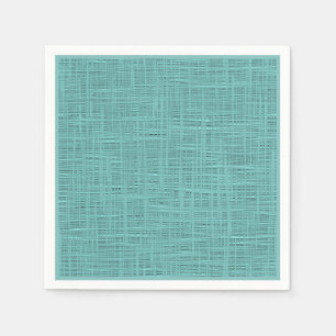 Cute Teal Turquoise Green Faux Jute Fabric Pattern Paper Napkins