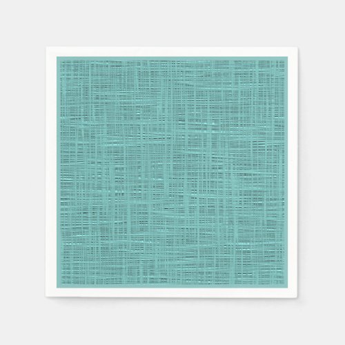 Cute Teal Turquoise Green Faux Jute Fabric Pattern Paper Napkins