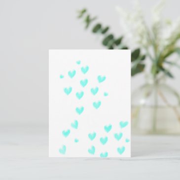 Cute Teal Watercolor Hearts