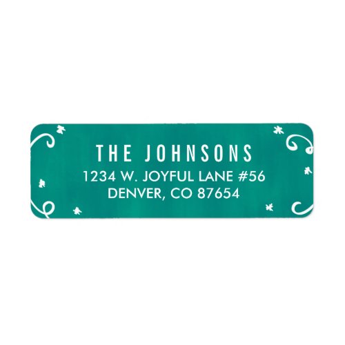 Cute Teal  White Holiday Return Address Label