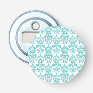 Cute Teal White Vintage Damask Pattern 2 Bottle Opener