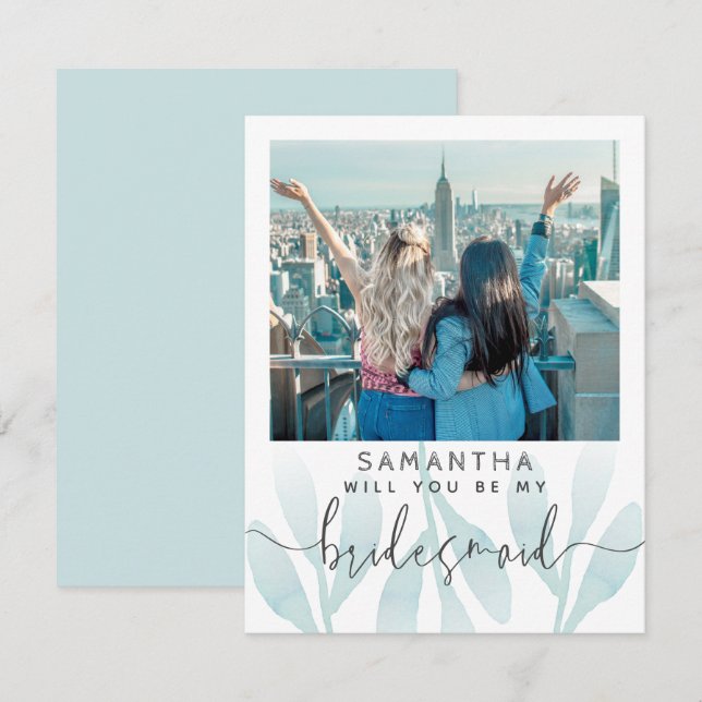 Cute Teal Will You Be My Bridesmaid Photo (Front/Back)