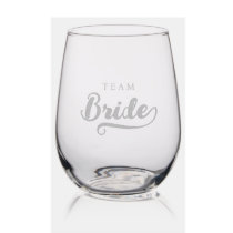 Cute Team Bride Bachelorette Party Stemless Wine Glass