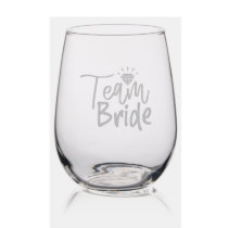 Cute Team Bride Bachelorette Party Stemless Wine Glass