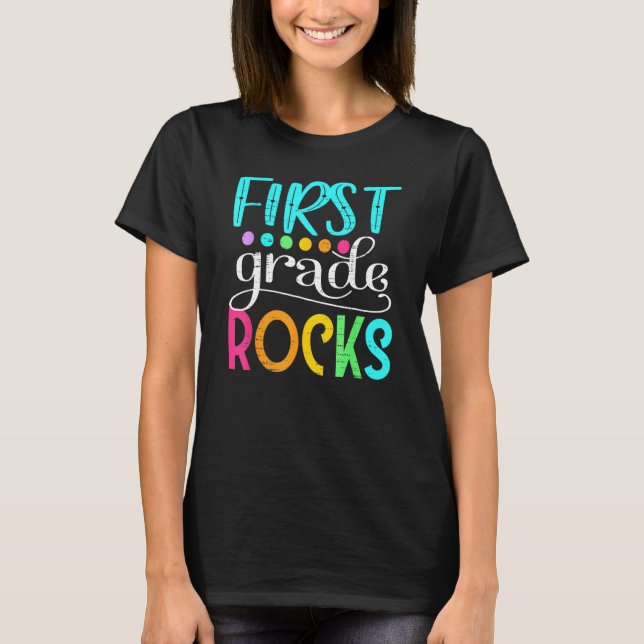 Cute Team First Grade Hello 1st Grade Rocks Back T T-Shirt (Front)