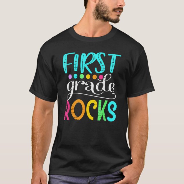 Cute Team First Grade Hello 1st Grade Rocks Back T T-Shirt (Front)