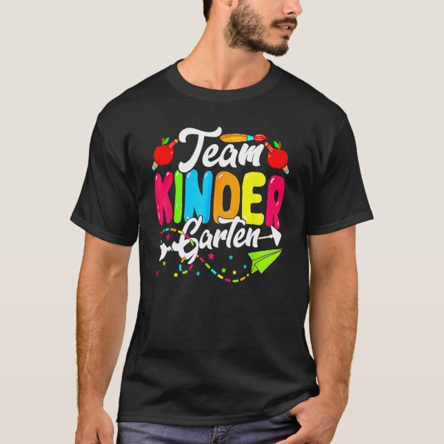 Cute Team Kindergarten Happy Back To School Teache T-Shirt (Front)