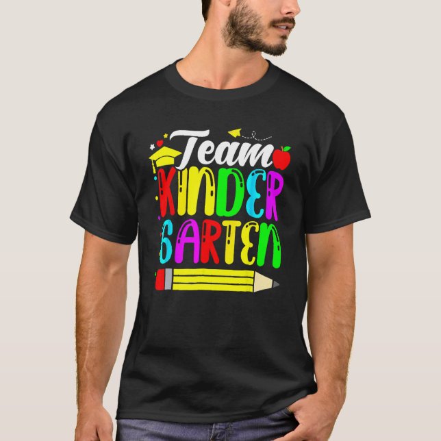 Cute Team Kindergarten Pencil Back To School Teach T-Shirt (Front)