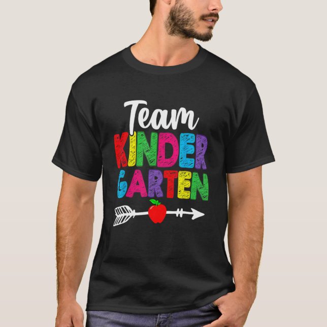Cute Team Kindergarten Teacher Students Funny Back T-Shirt (Front)