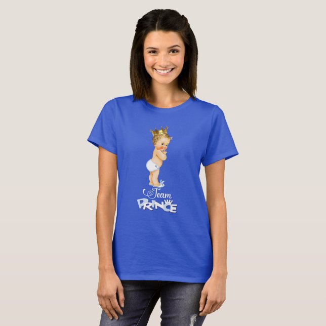 Cute Team Prince Gender Reveal Baby Shower T-Shirt (Front Full)