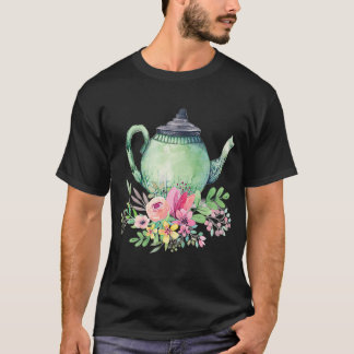 Cute teapot t beautiful flowers t floral t  T-Shirt