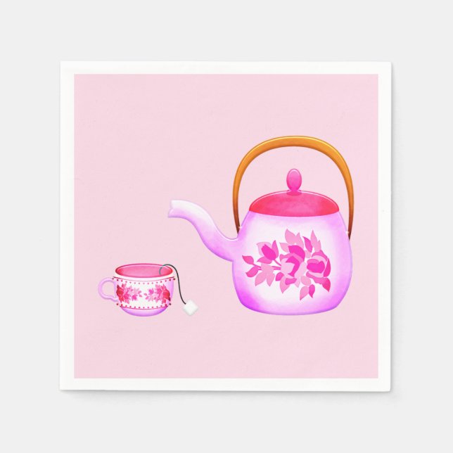 Cute teapot tea party napkins (Front)