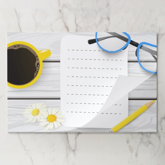 Cute Tearaway Paper Pad with Coffee & Flowers (Folded)