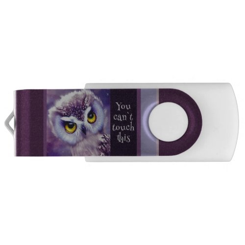 Cute teary eye baby owl purple custom name flash drive
