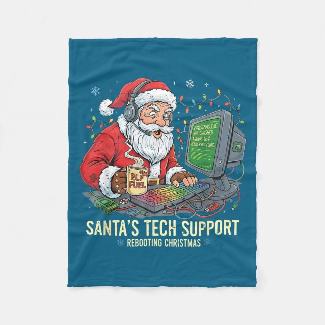 Cute Tech Support Rebooting s Computer Santa Santa Fleece Blanket (Front)