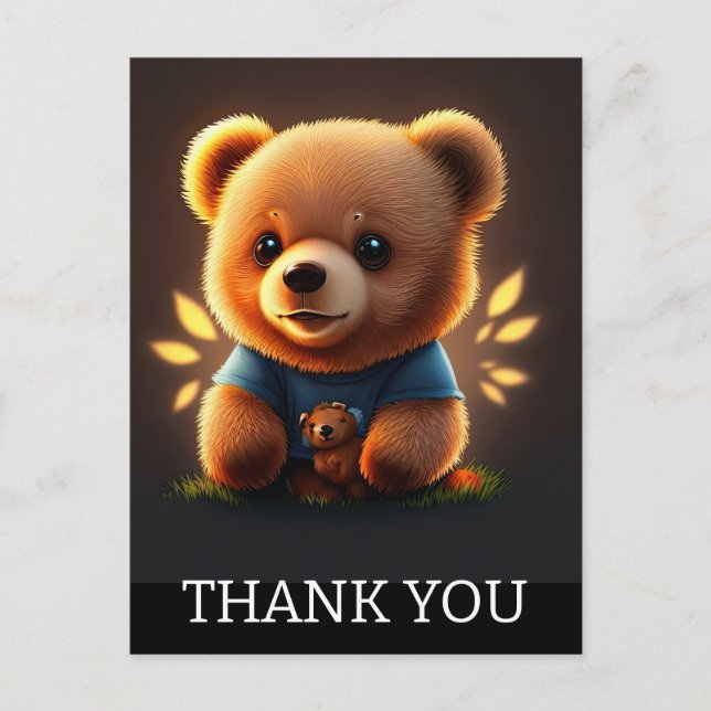 Cute Teddie Bear Thank You Postcard (Front)